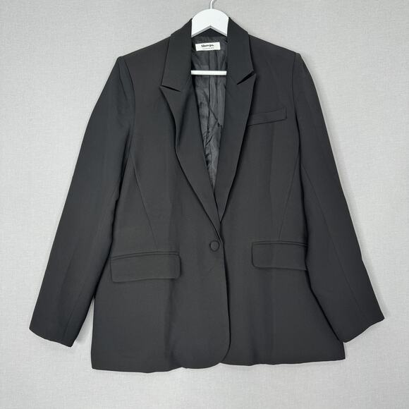 Showpo. Jackets & Blazers - Showpo Michelle Blazer Womens 4 Black Oversized Plunge Neck Jacket Office Career